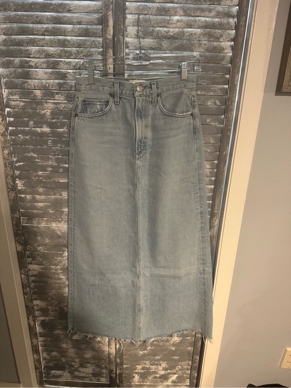 Agolde High-Waist Light Blue Denim Maxi Skirt for Women